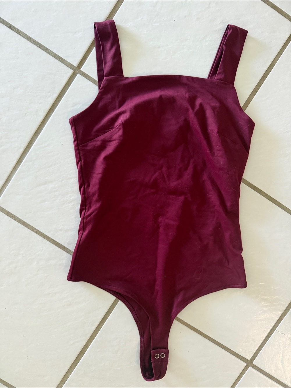 ReoRia Maroon Square-Neck Bodysuit